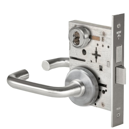 Best Grade 1 Dormitory Mortise Lock, 3 Lever, H Rose, SFIC Housing Less Core, Satin Chrome Finish, Field 45H7T3H626